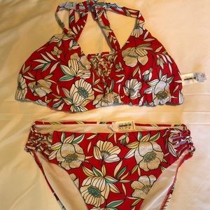 NWT Red & blue flower bikini